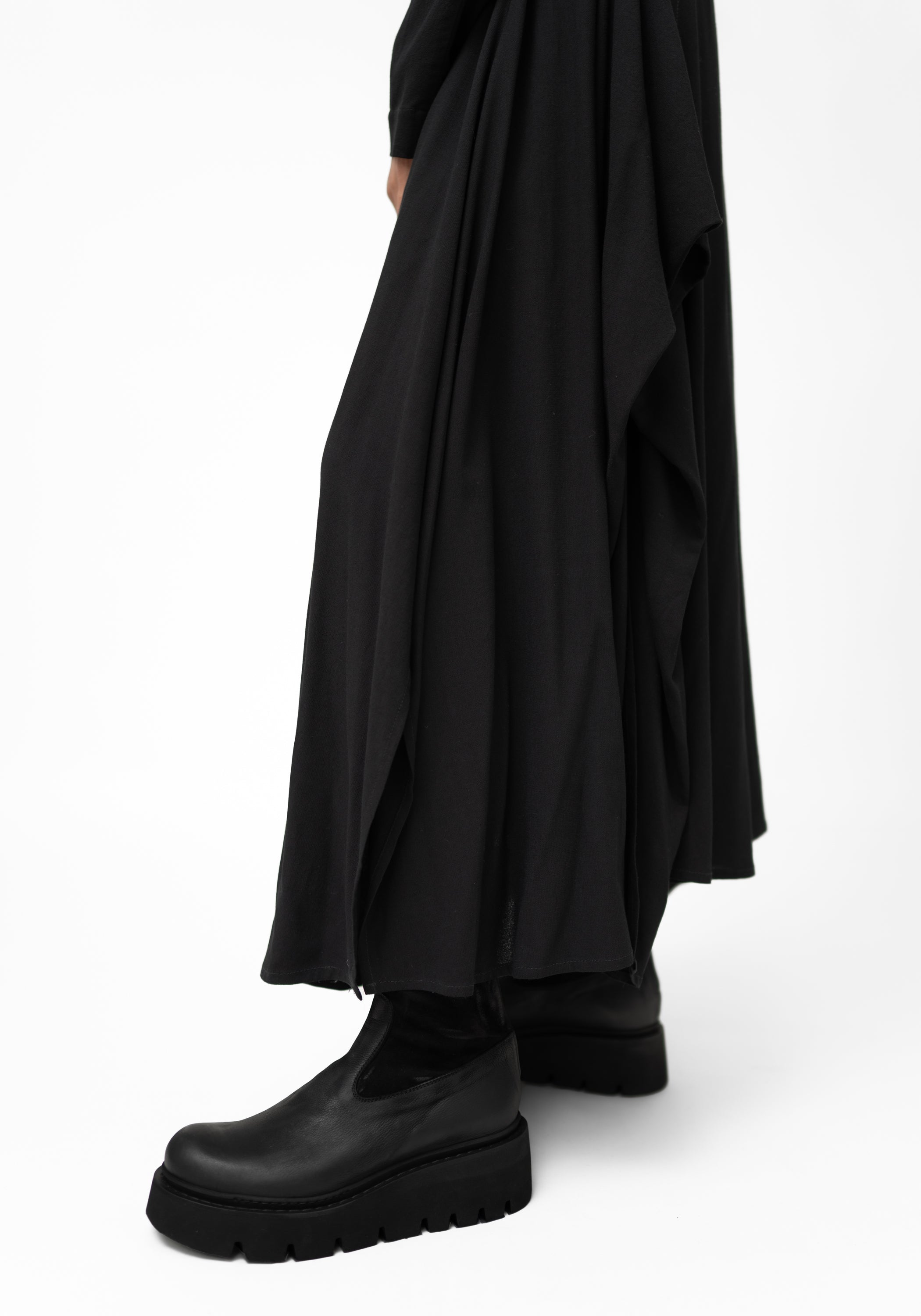 Espiritu Button Front Wool Blend Maxi Shirt Dress