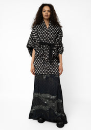 Checkered Mixed Texture Maxi Skirt