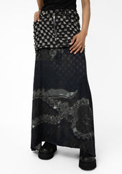 Checkered Mixed Texture Maxi Skirt