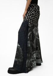 Checkered Mixed Texture Maxi Skirt