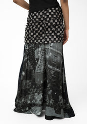 Checkered Mixed Texture Maxi Skirt