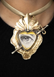 Gilded Detail Heart, Sword and Eye Necklace