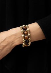 Brass and Vintage Glass Cabochons Aswan Cuff