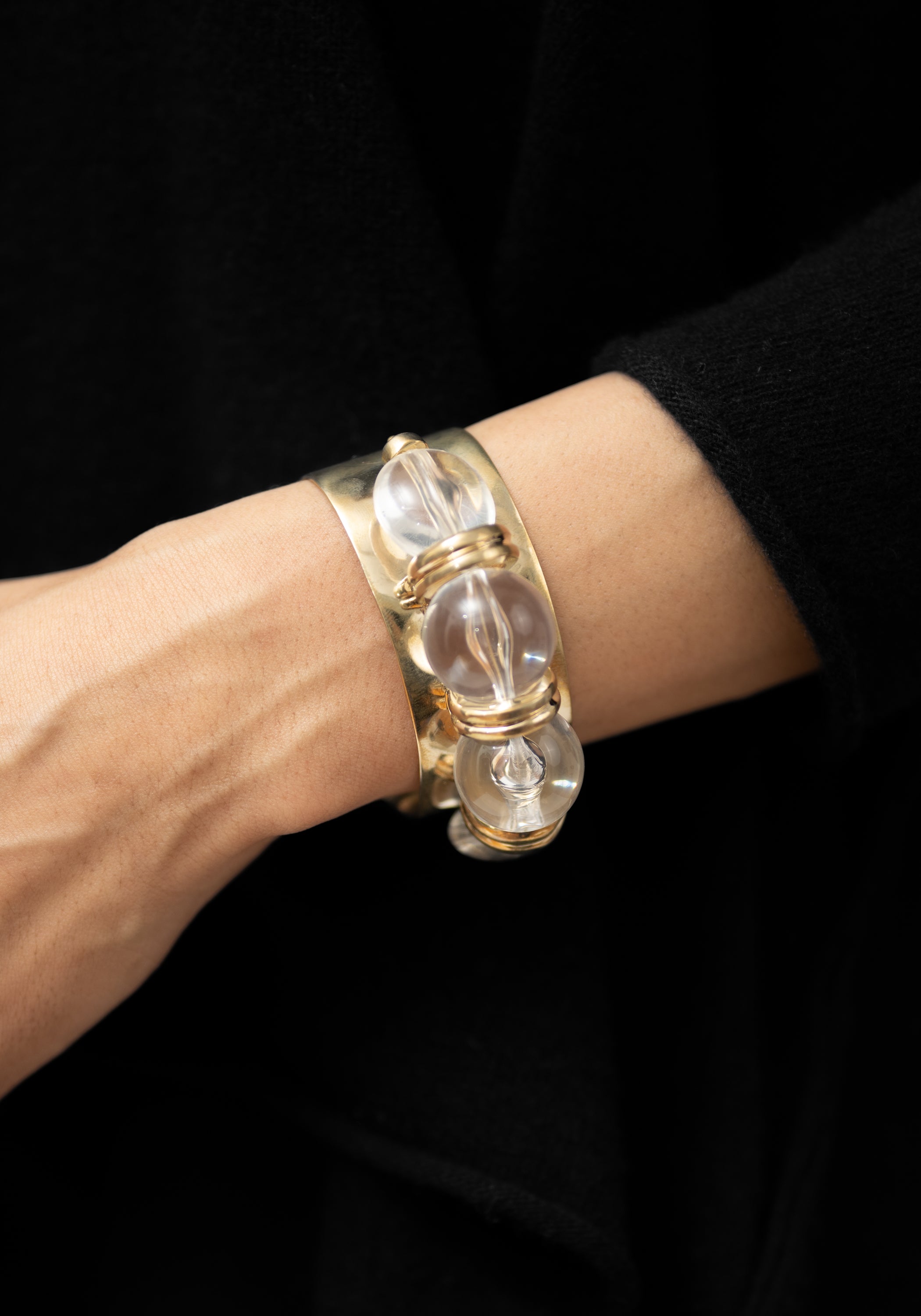 Brass and Vintage Acrylic Beads Trade Cuff