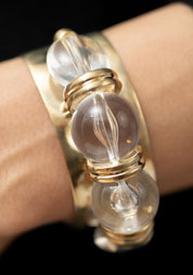 Brass and Vintage Acrylic Beads Trade Cuff
