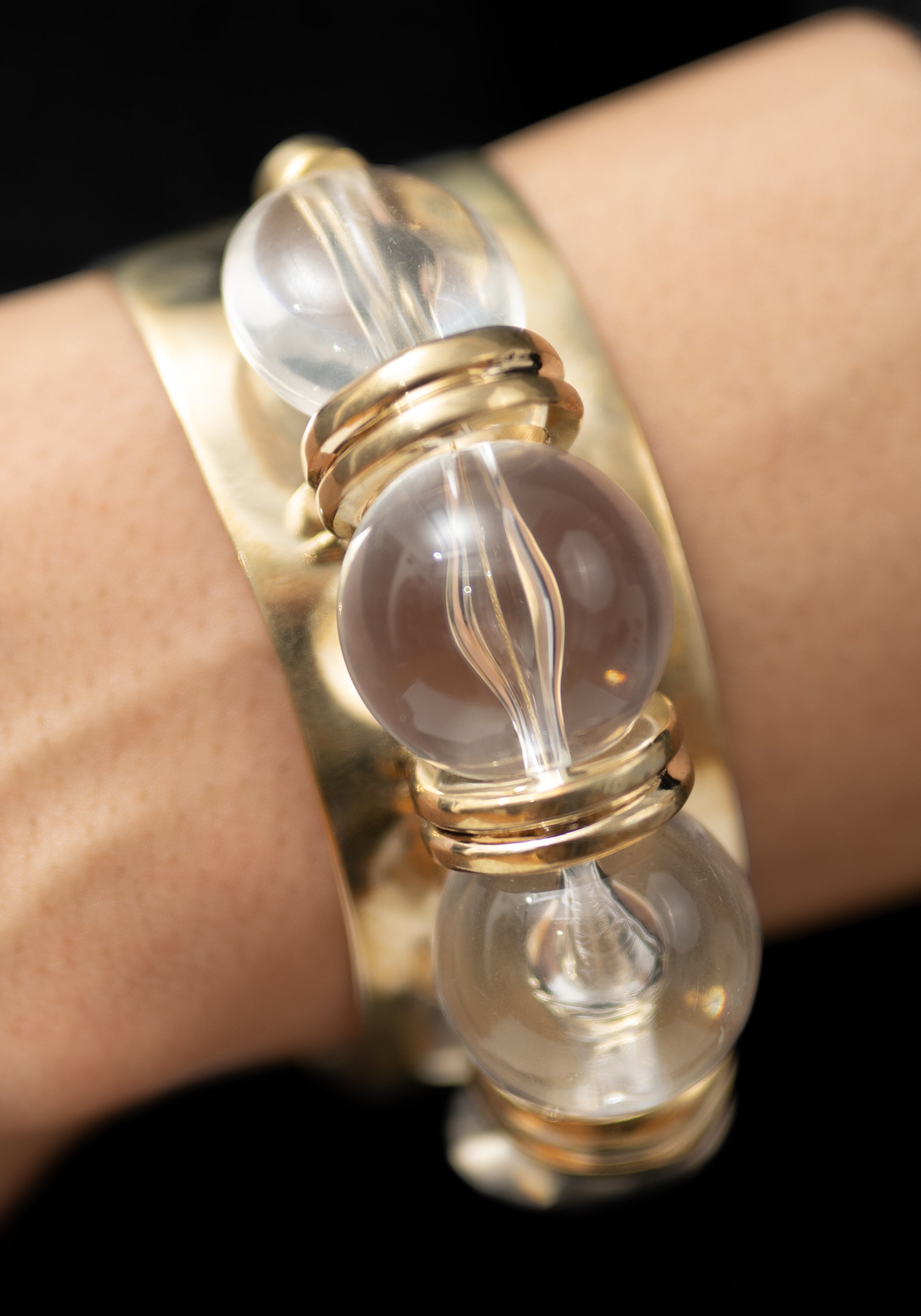 Brass and Vintage Acrylic Beads Trade Cuff