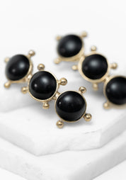 Brass and Vintage Glass Cabochons Petra Earrings