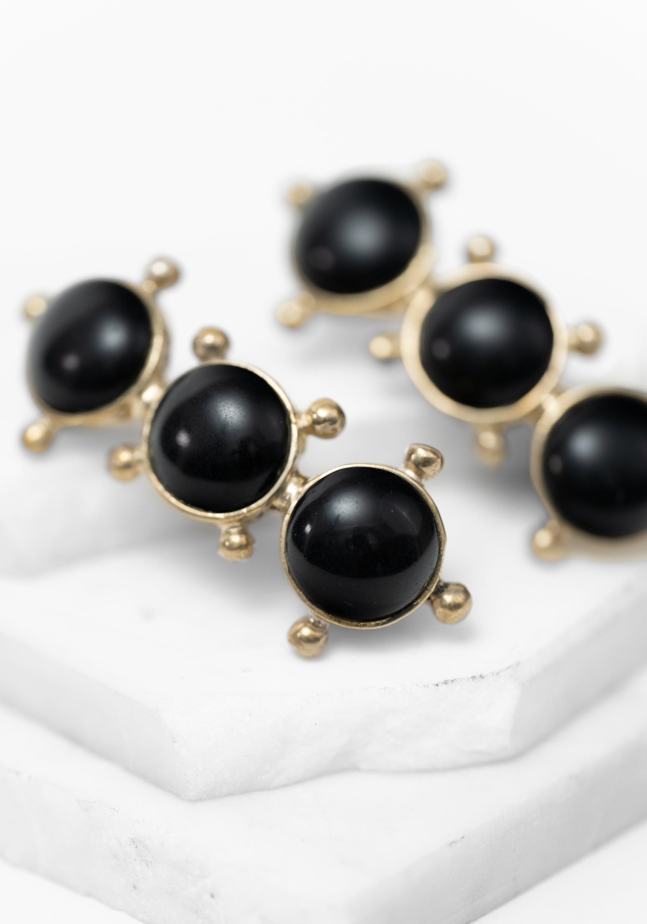 Brass and Vintage Glass Cabochons Petra Earrings