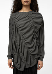 Su Wool and Viscose Blend Ruche Detail Top