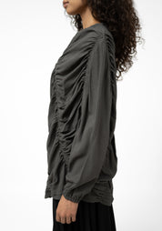 Su Wool and Viscose Blend Ruche Detail Top