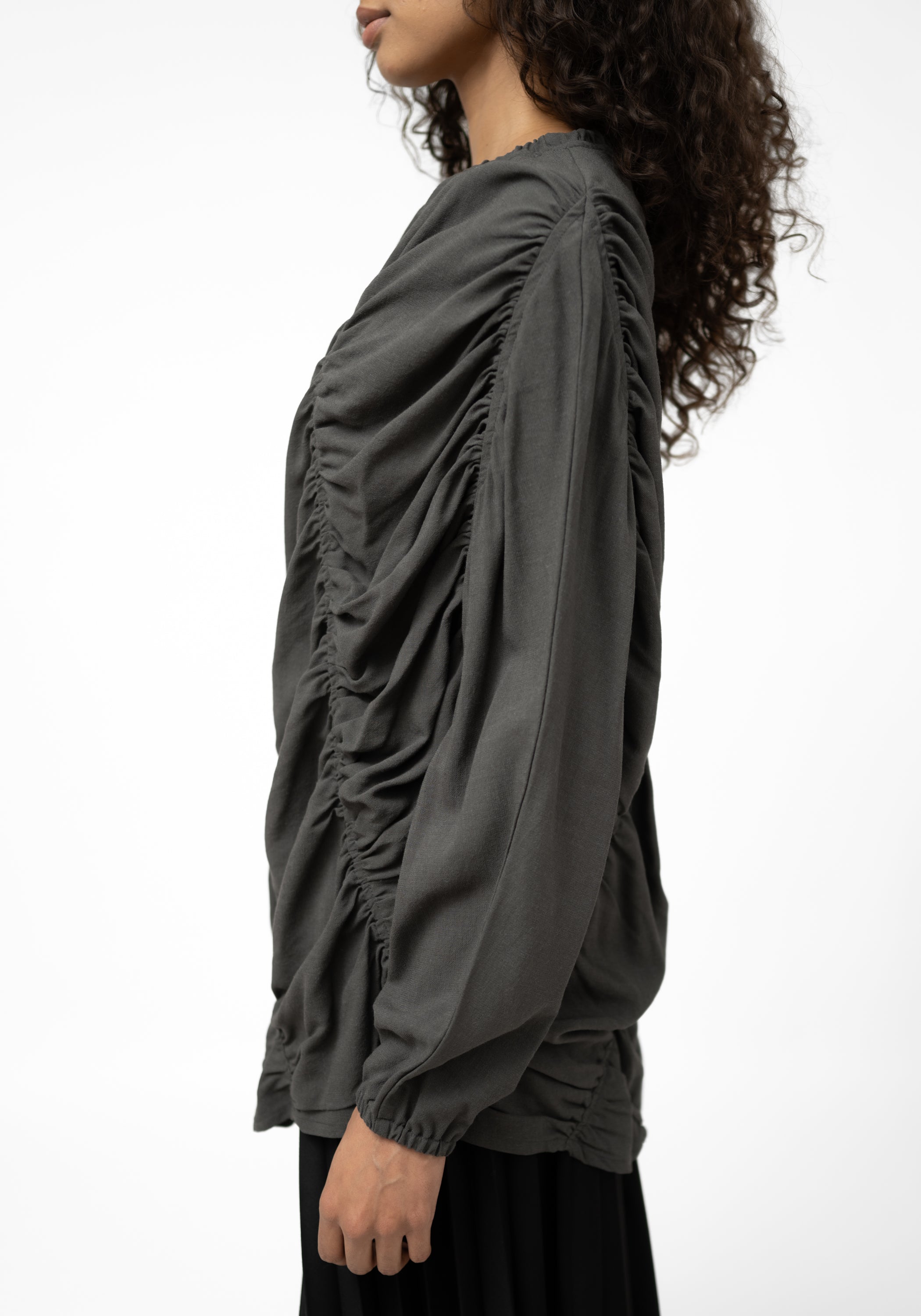 Su Wool and Viscose Blend Ruche Detail Top