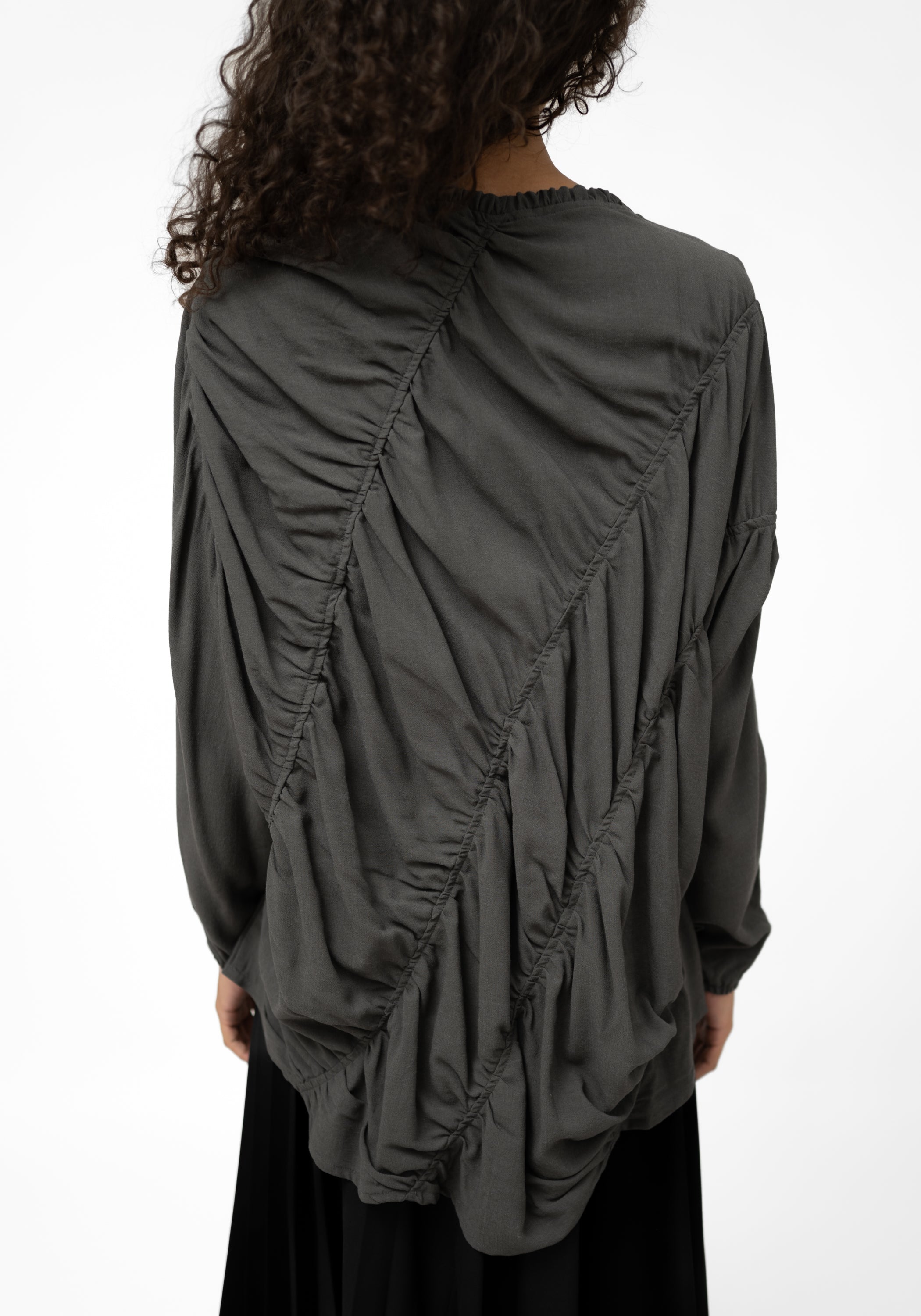 Su Wool and Viscose Blend Ruche Detail Top