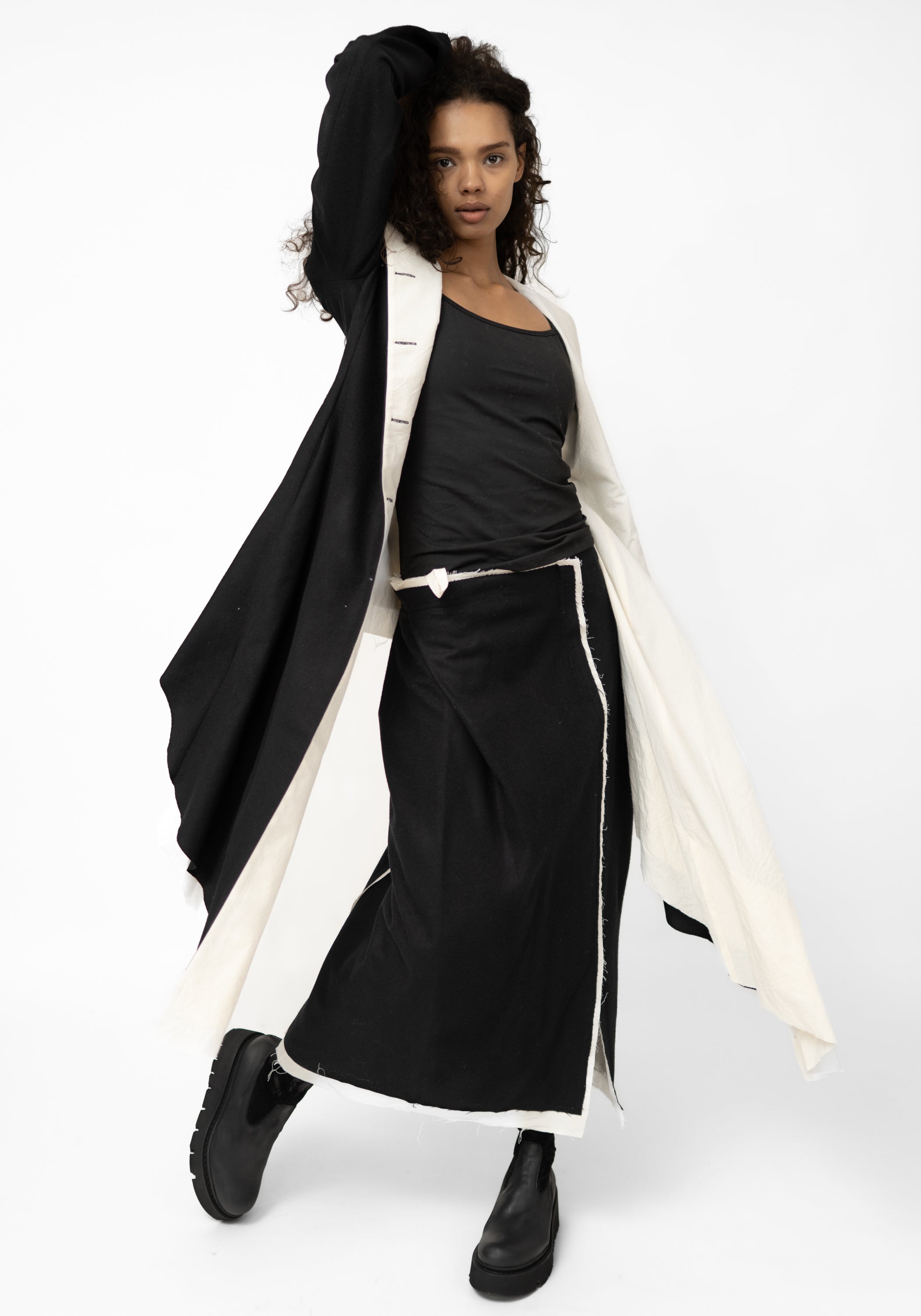 Sueno Asymmetric Layered Wool Blend Jacket