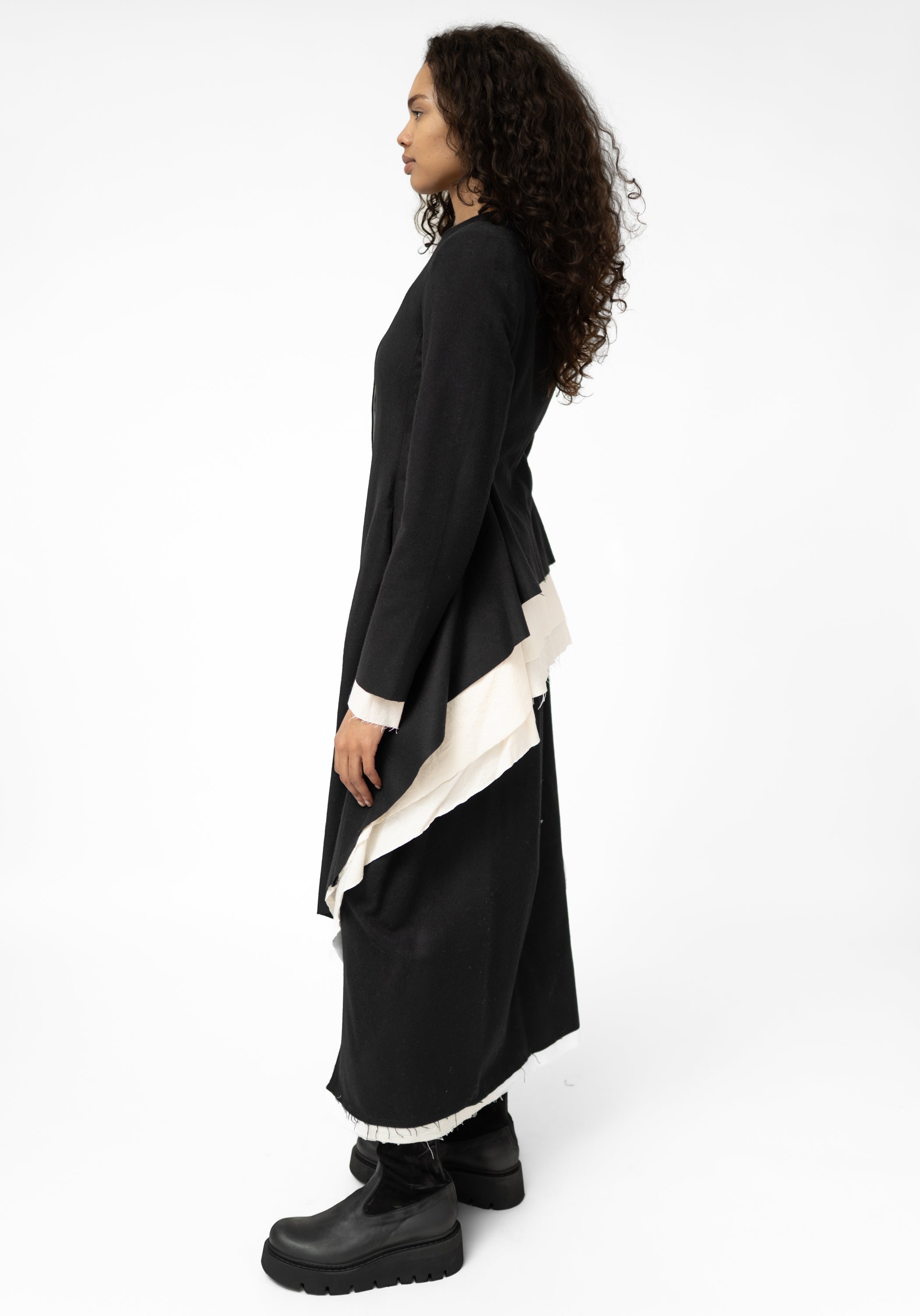 Sueno Asymmetric Layered Wool Blend Jacket