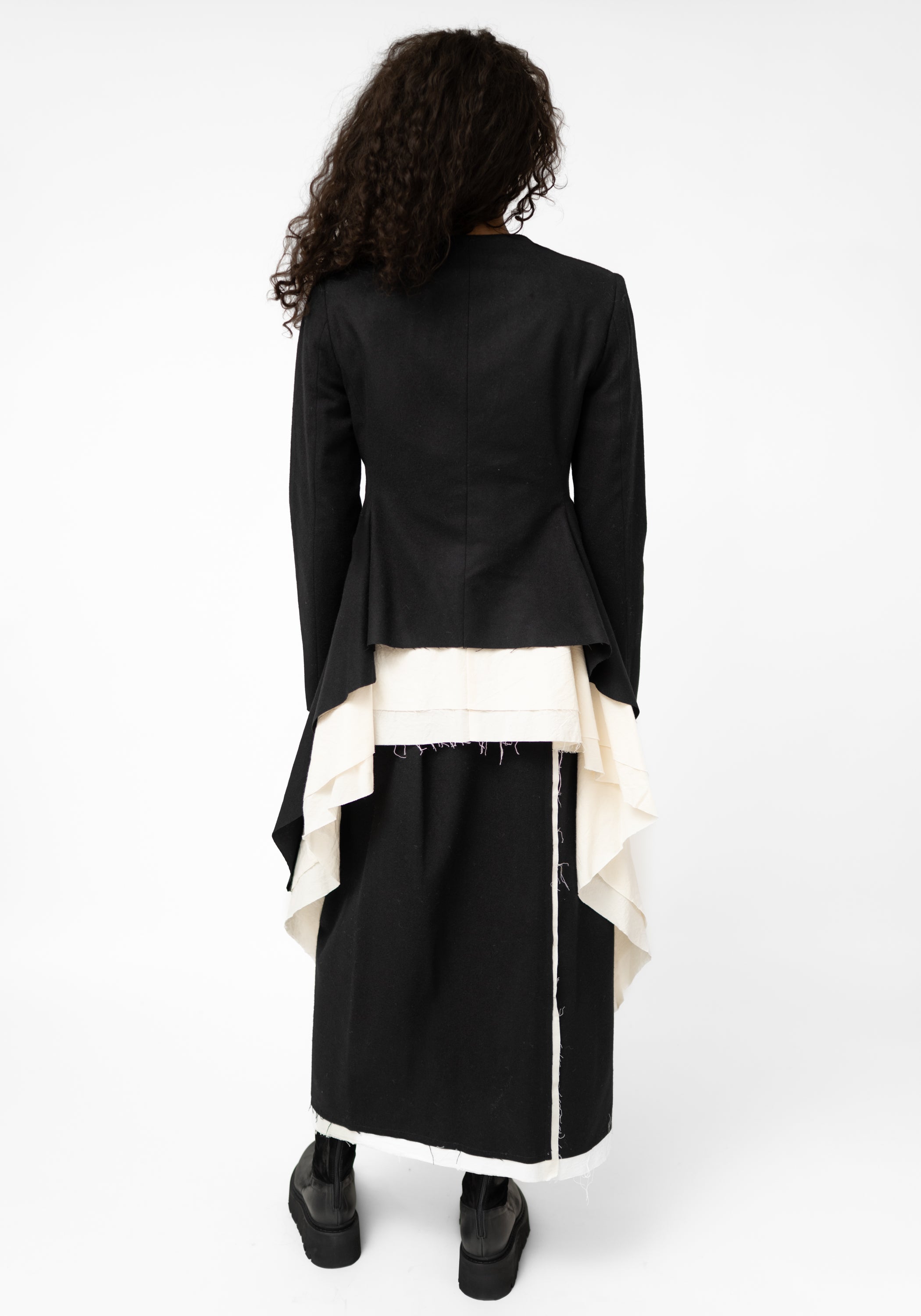 Sueno Asymmetric Layered Wool Blend Jacket