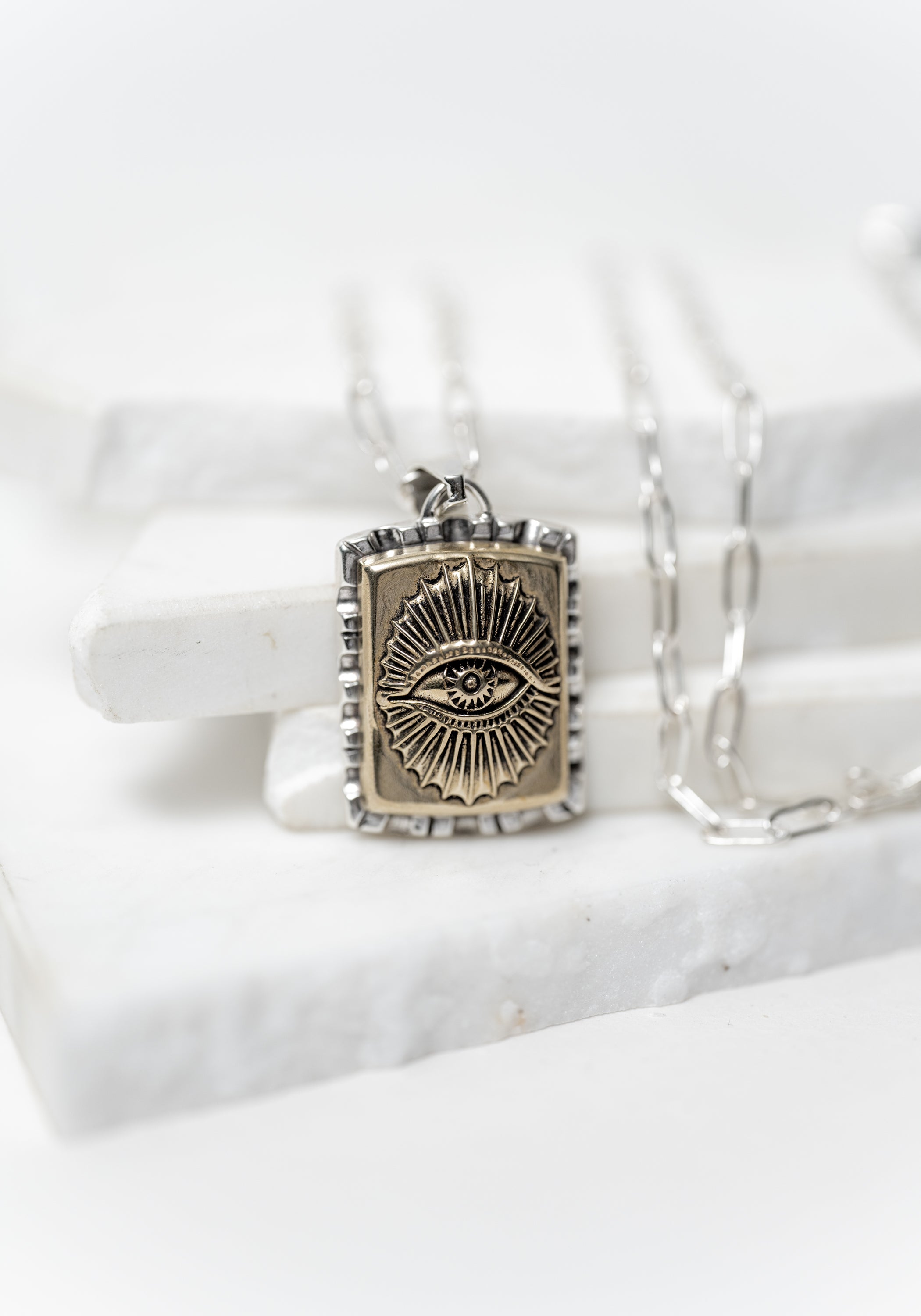 Sterling Silver and Brass All Seeing Eye Souvenir Necklace