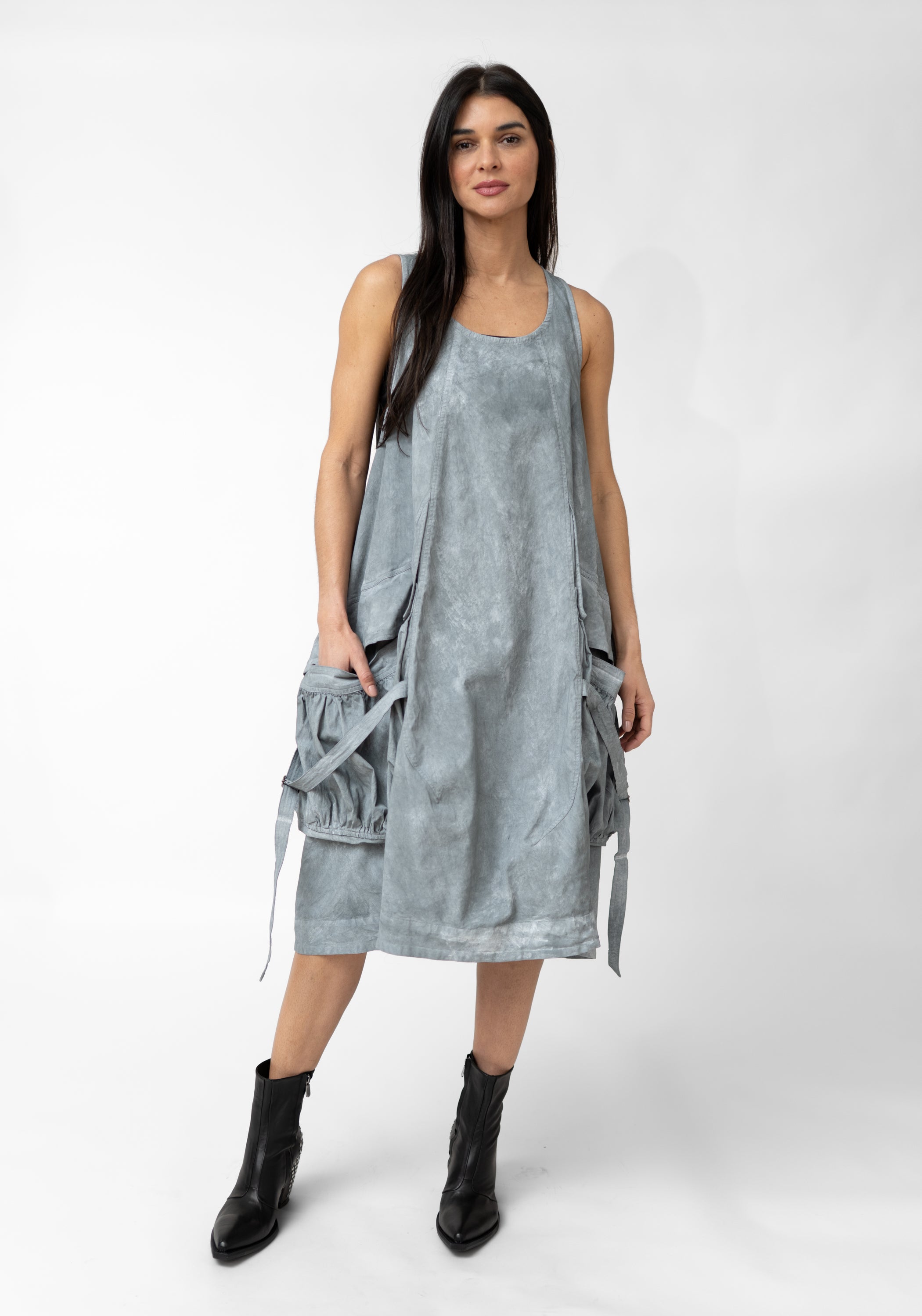 midi tank dress with pockets Women's U Neck Built-in Bra Flowy Midi Casual Tank Dress with Pockets