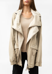 Oversized Layered Jersey Hooded Jacket