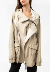 Oversized Layered Jersey Hooded Jacket