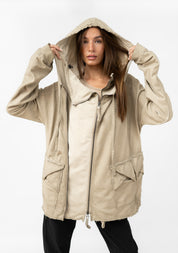 Oversized Layered Jersey Hooded Jacket