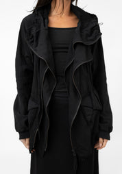 Oversized Layered Jersey Hooded Jacket