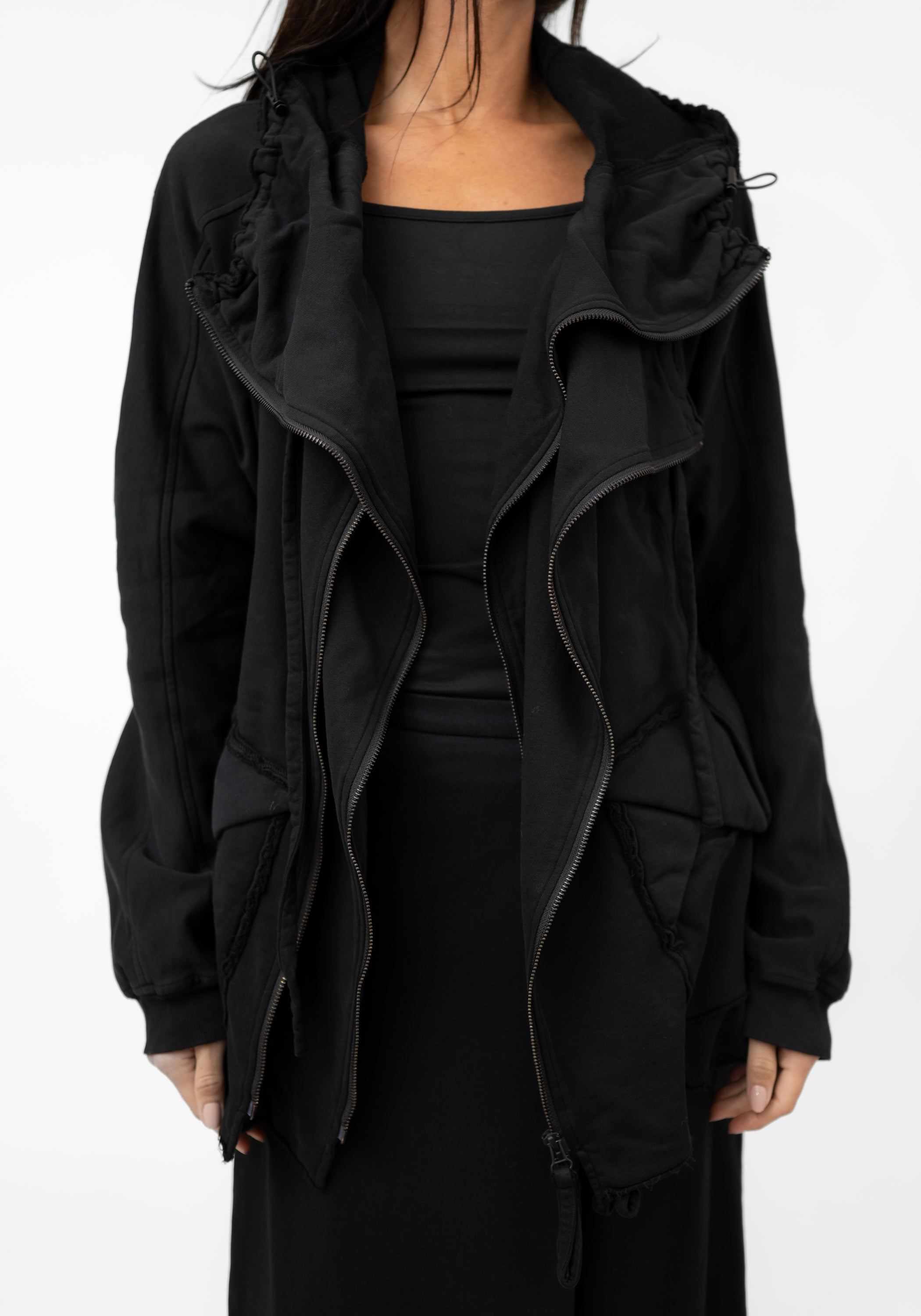 Oversized Layered Jersey Hooded Jacket