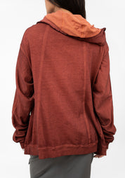 Oversized Layered Jersey Hooded Jacket