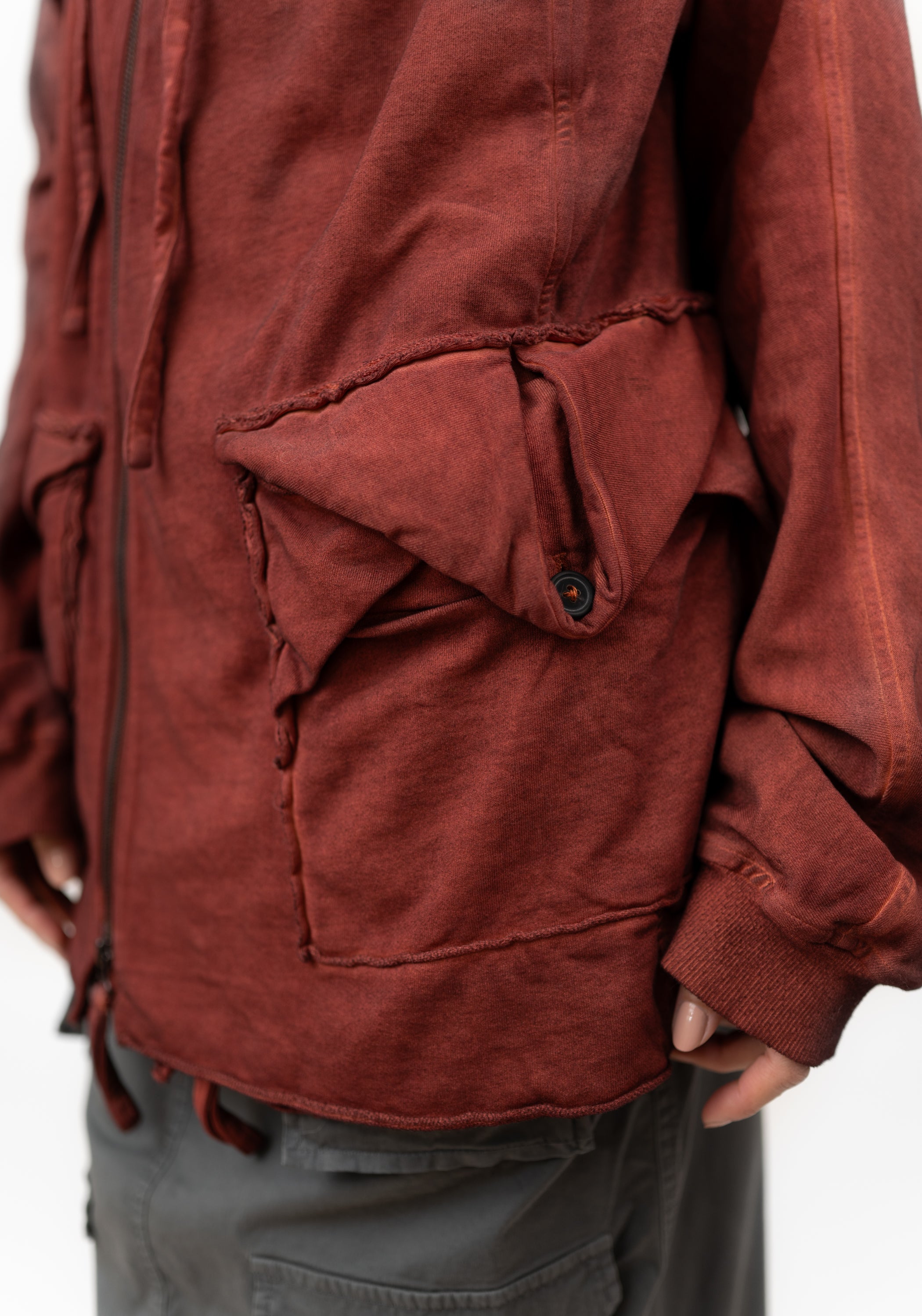 Oversized Layered Jersey Hooded Jacket