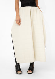 Quilted Contrast Panel Maxi Skirt