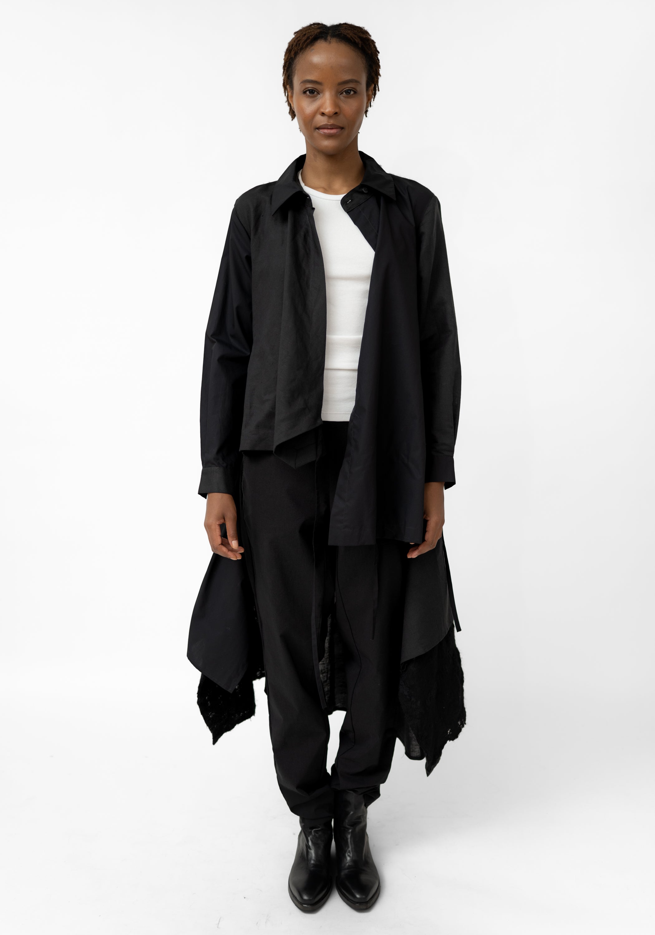 Felted Wool and Cotton Layered Shirt Dress