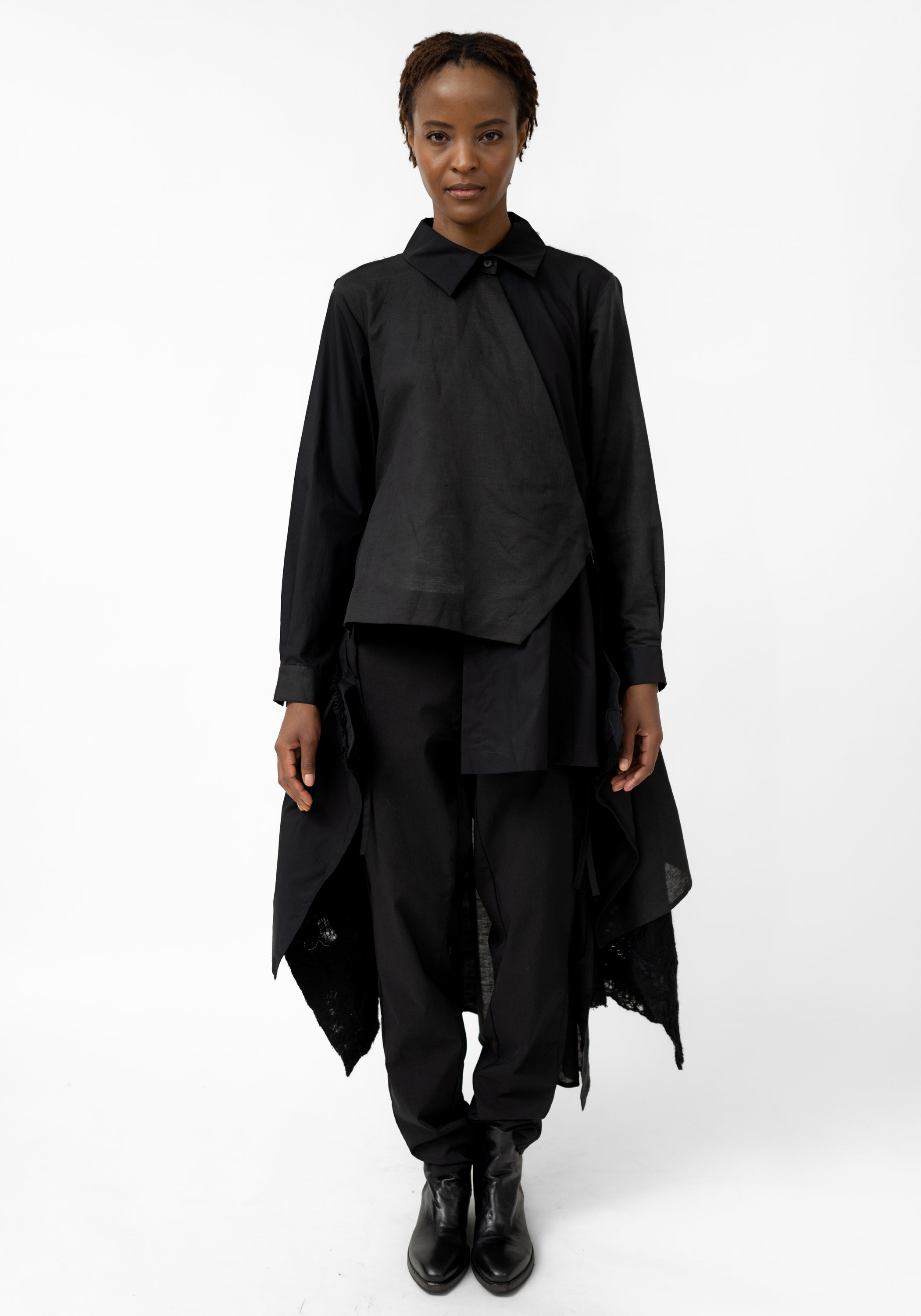 Felted Wool and Cotton Layered Shirt Dress