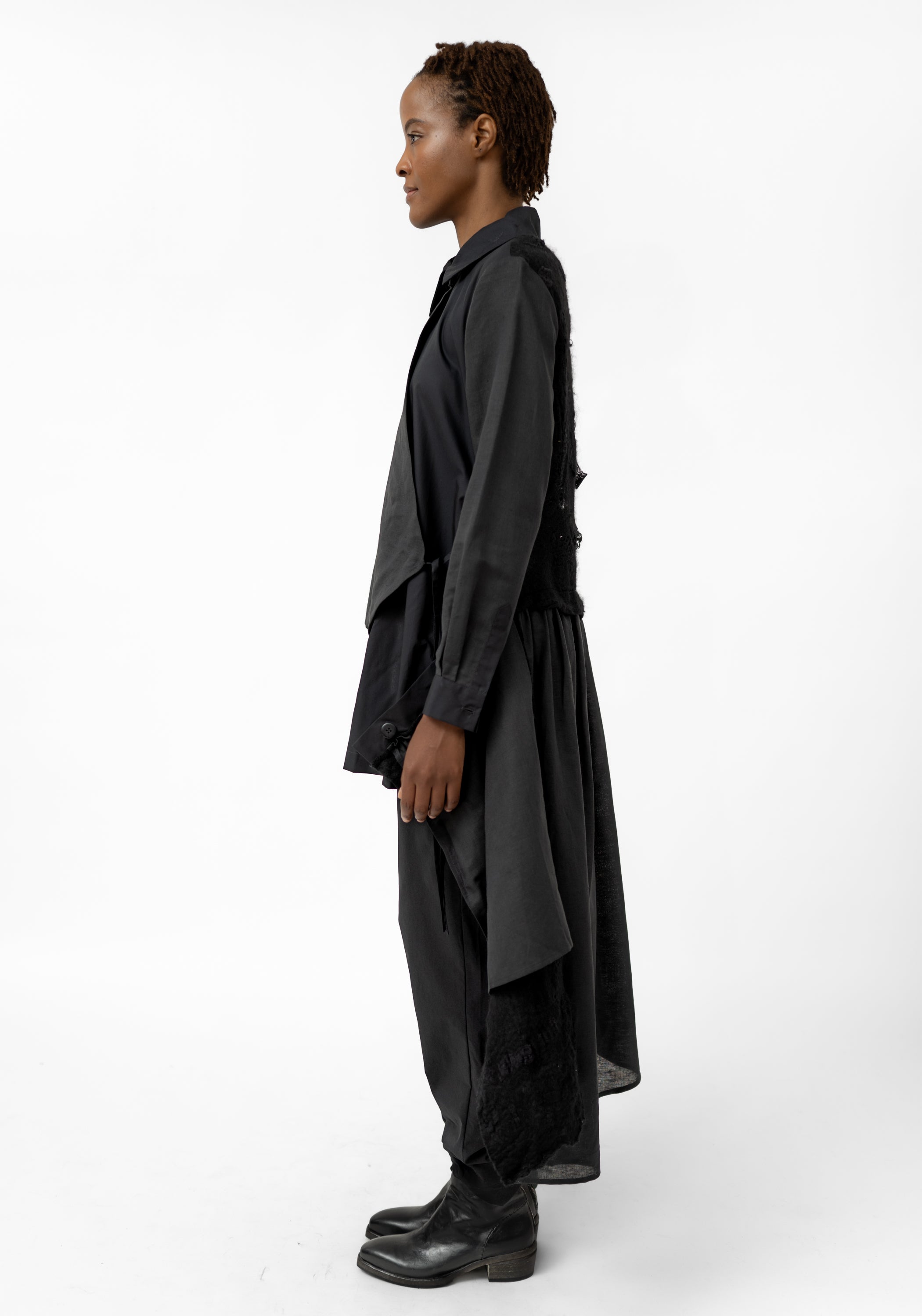 Felted Wool and Cotton Layered Shirt Dress