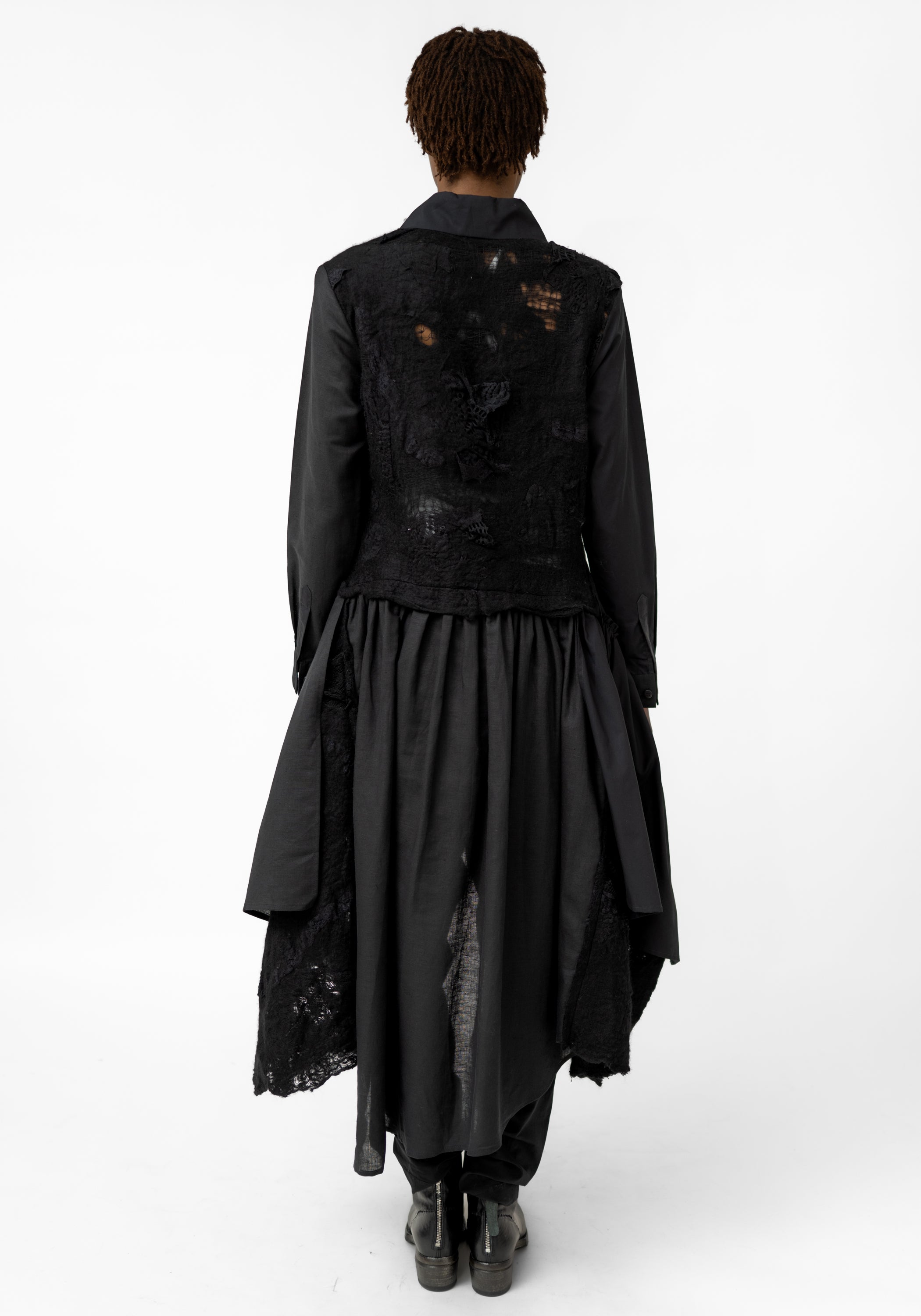 Felted Wool and Cotton Layered Shirt Dress