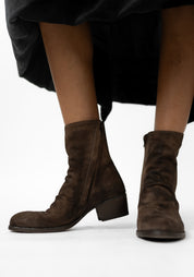 Distressed Brown Leather Bootie