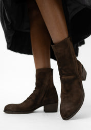 Distressed Brown Leather Bootie