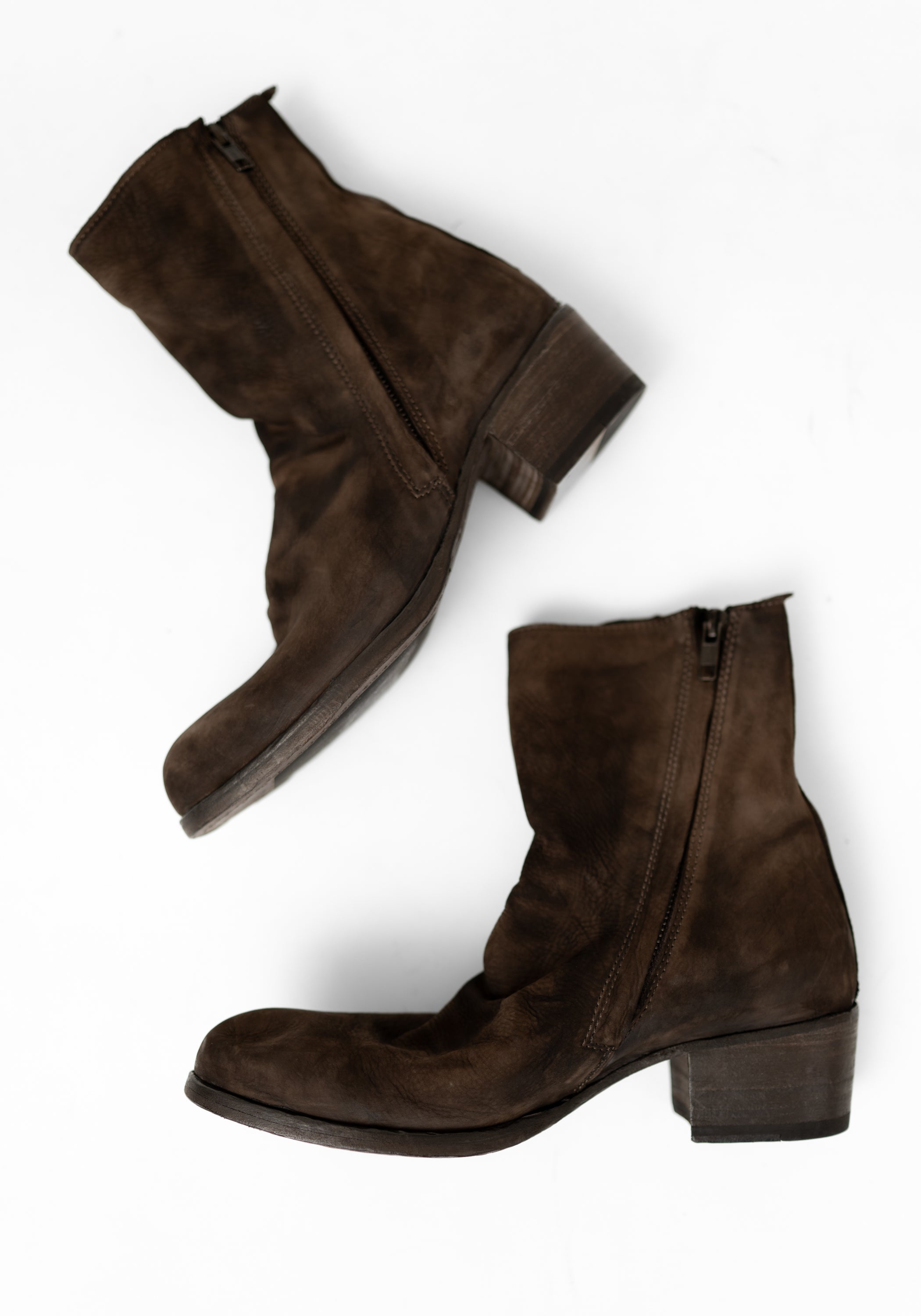 Distressed Brown Leather Bootie