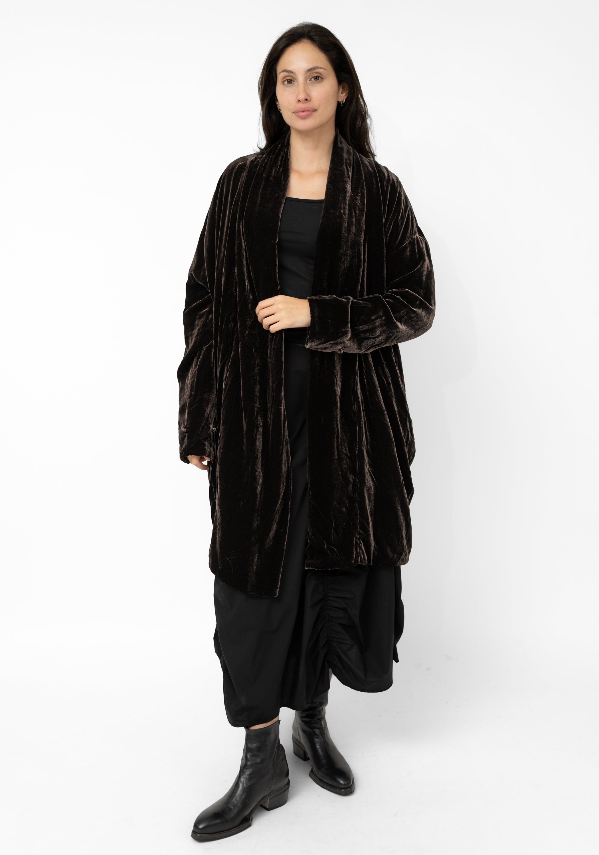 Mocha Velvet Cocoon Coat