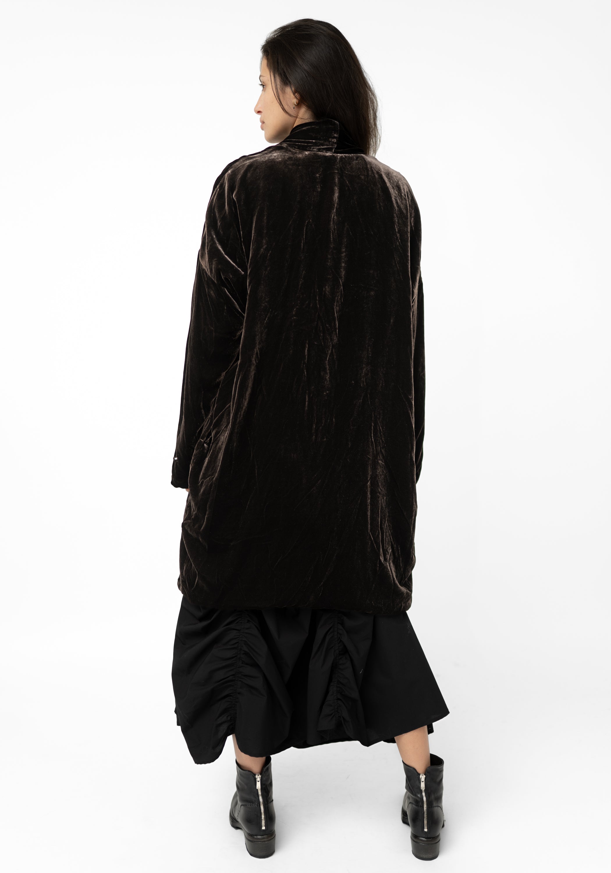 Mocha Velvet Cocoon Coat