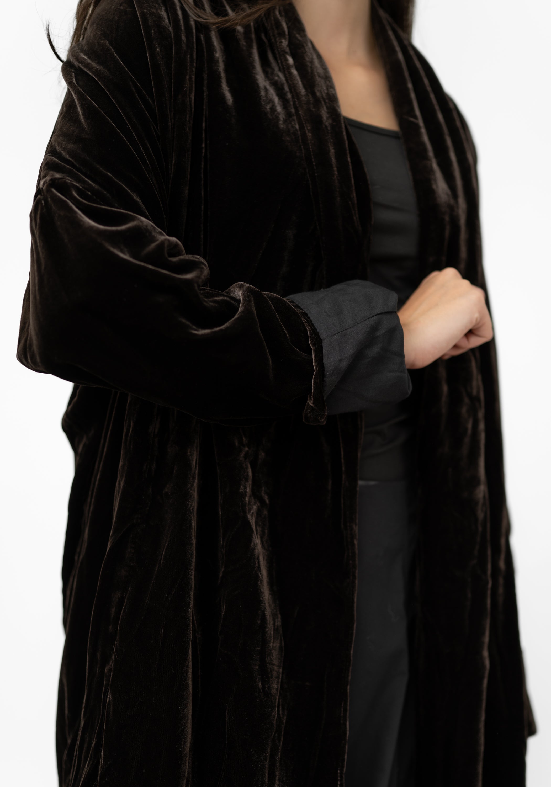 Mocha Velvet Cocoon Coat