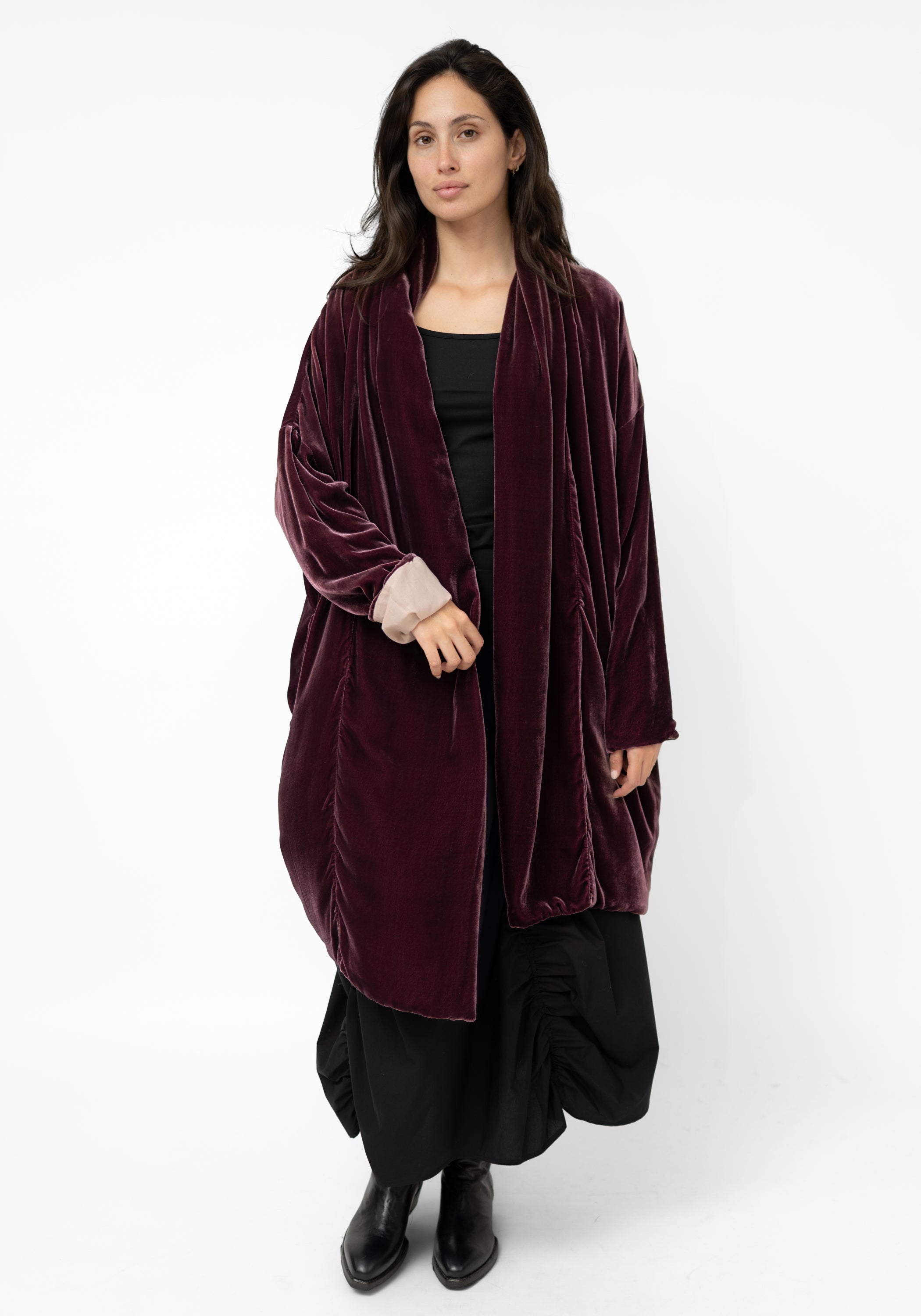 Rosewood Velvet Cocoon Coat
