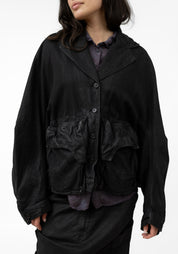 Coated Denim Bold Drop Shoulder Jacket