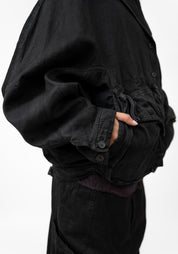 Coated Denim Bold Drop Shoulder Jacket