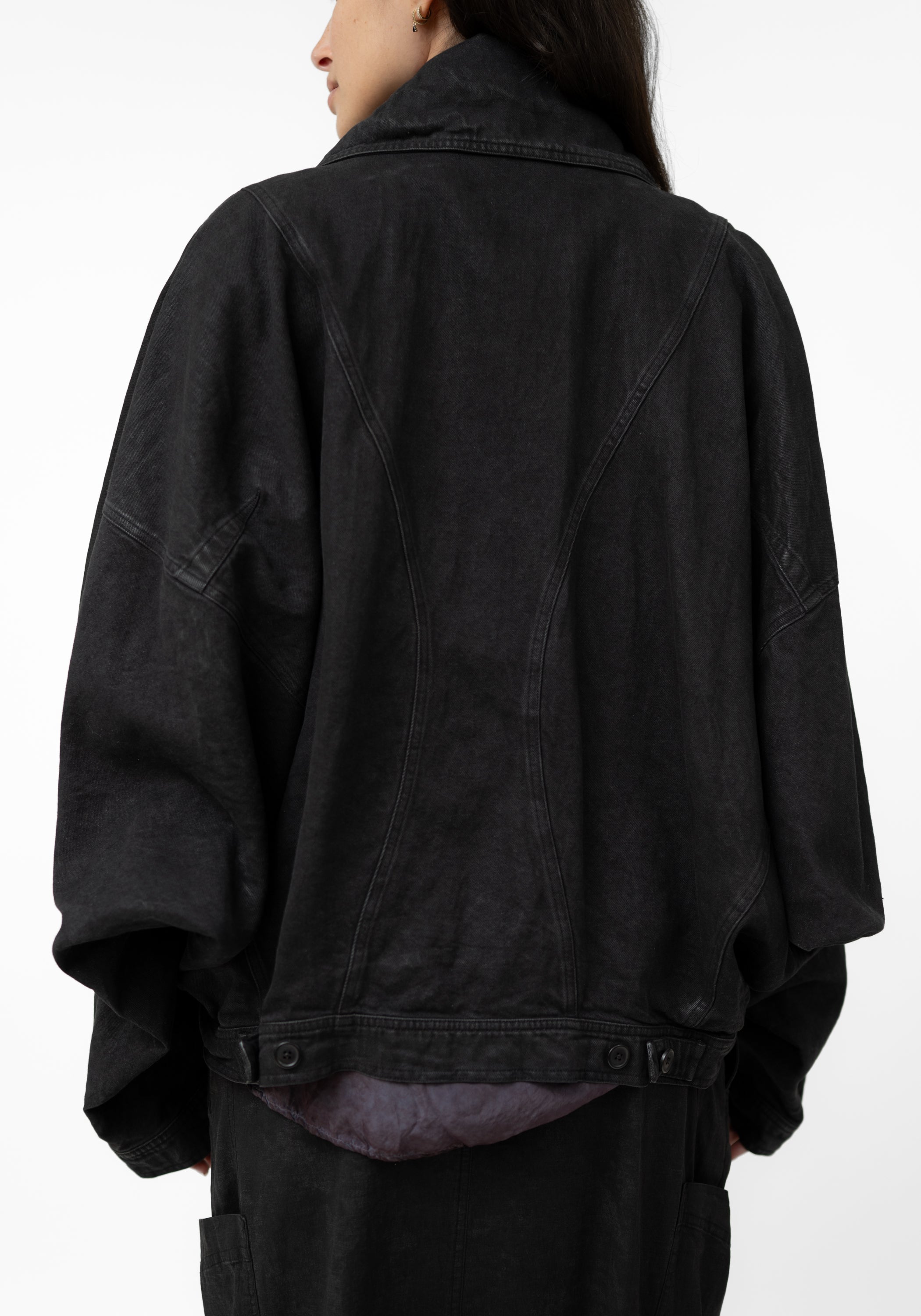 Coated Denim Bold Drop Shoulder Jacket