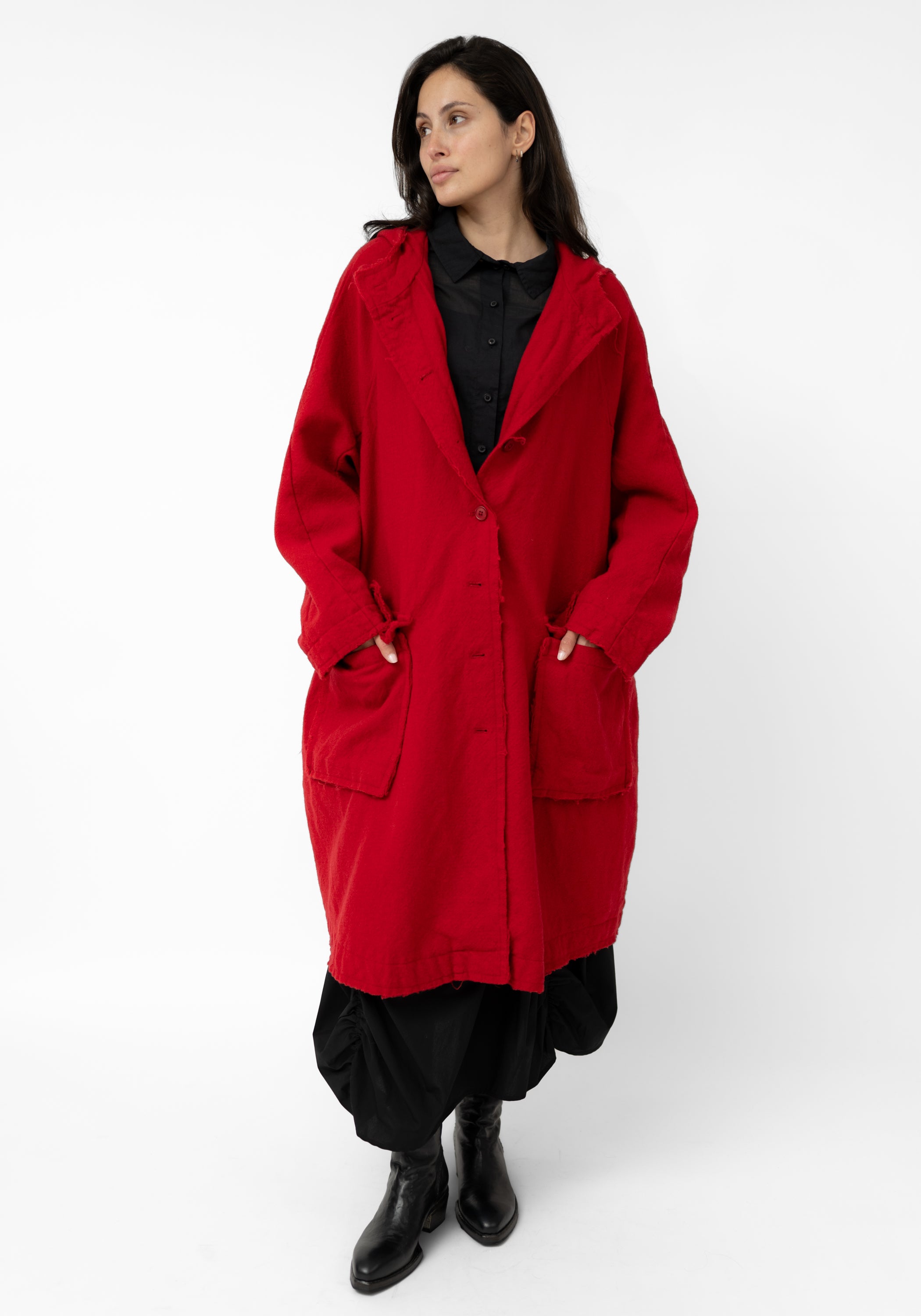 Oversized Hooded Wool Blend Maxi Coat