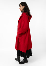 Oversized Hooded Wool Blend Maxi Coat