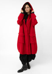 Oversized Hooded Wool Blend Maxi Coat