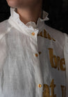 Karien Belle White Short Gilded Poetry Shirt Dress
