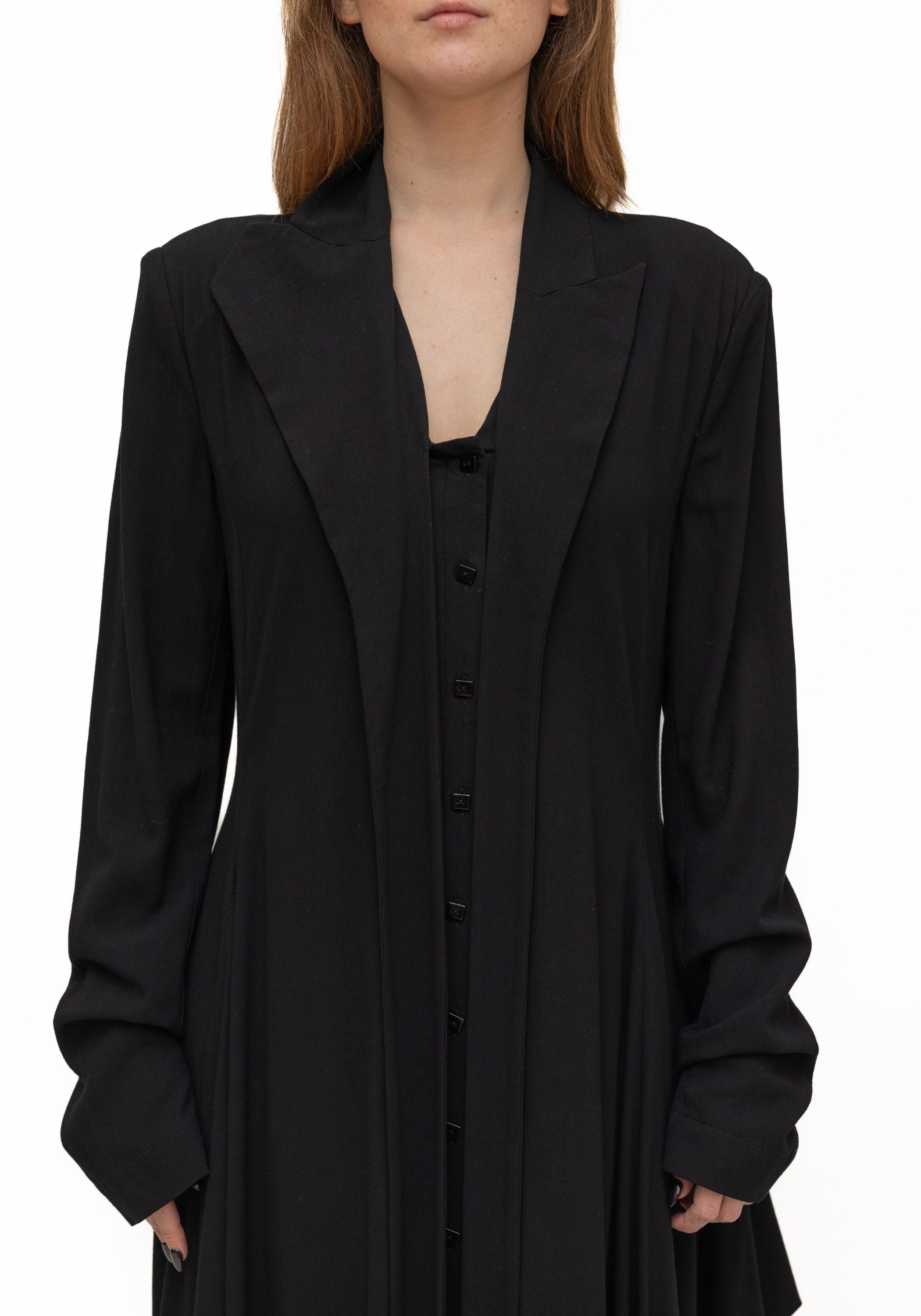 Espiritu Button Front Wool Blend Maxi Shirt Dress