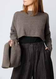 Makko Cropped Wool Blend Knit Sweater with Removable Snood