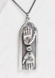 Oxidized Sterling Sapphire Connection Arch Necklace - December Thieves